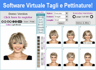 software virtuale tagli e pettinature