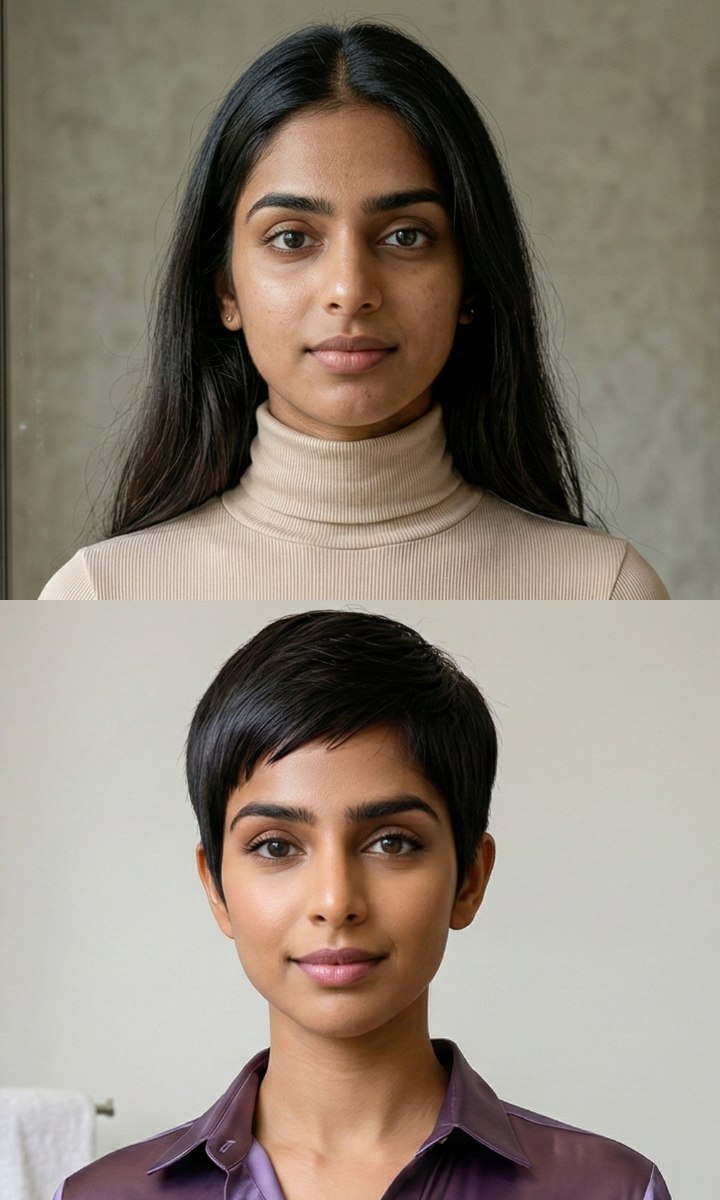 Il makeover di una donna che rinasce con un nuovo look e un taglio di capelli cortissimi