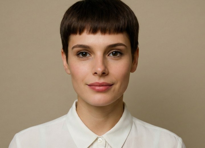 Pixie cut con frangia molto corta