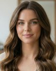 Capelli castani con colpi di sole e onde morbide